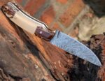 Handmade Damascus Steel Hunting Knife with Leather Sheath, Custom Fixed Blade Knife, pinecone Resin Handle Knife, Groomsmen Gift for Him