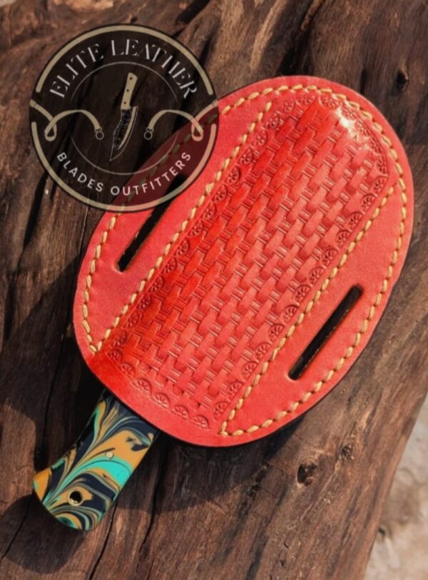 Handmade RASP Blade Knife with Resin Handle, Custom Leather Belt Sheath, Western Style Pocket Knife