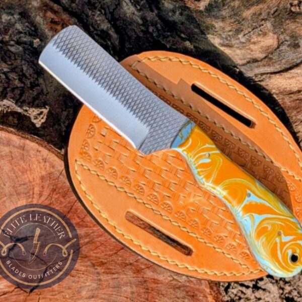 Handmade High-Carbon Steel Rasp Cleaver / Skinner Knife with Custom Sheath