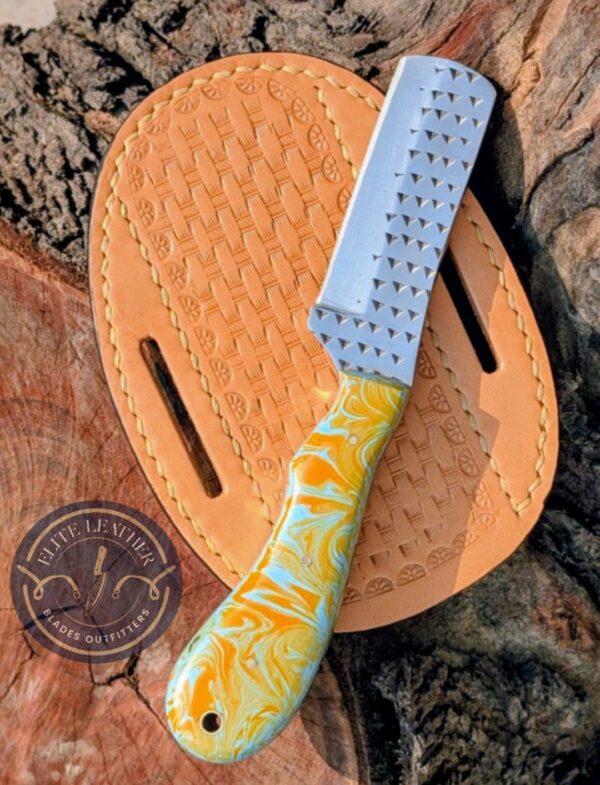 Handmade High-Carbon Steel Rasp Cleaver / Skinner Knife with Custom Sheath