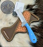 Handcrafted 8-Inch File Stock Farrier Knife with Custom Leather Pancake Sheath
