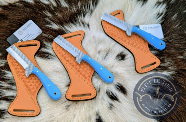 Handcrafted 8-Inch File Stock Farrier Knife with Custom Leather Pancake Sheath