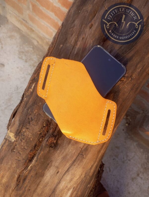 Handmade Leather Phone Holster – Tooled Leather Belt Phone Pouch – Western Style Cell Phone Holder