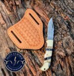 Handmade Damascus Steel Folding Knife – Western Cowboy Style, Bone Handle (6.5" Overall)